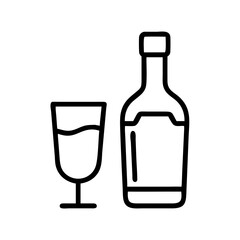 Liquor Glass and Bottle Drink Icon Design