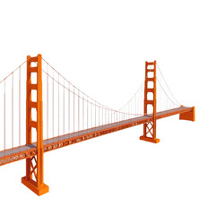 Fototapeta premium golden gate bridge in San Francisco with transparent background PNG and JPEG image