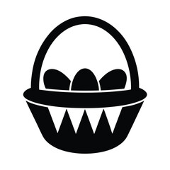 Easter Basket Festive Vector Silhouette