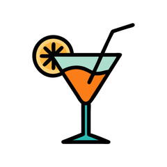 Cocktail with Slice Fruit Drink Icon Design