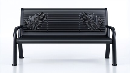 Modern park bench with leaf design