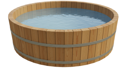 Isolated Wooden Hot Tub