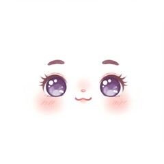 Fototapeta premium Cute Anime Girl Face Illustration with Large Purple Eyes