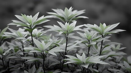 Water Droplets on Silver-Green Leaves Close Up