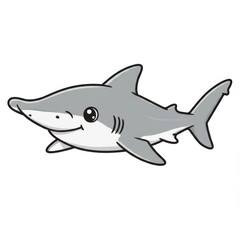 Cute Cartoon Grey Shark Illustration