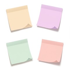 Pastel Colored Square Sticky Notes on White Background