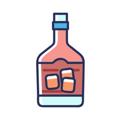 Whiskey Glass and Bottle Drink Icon Design