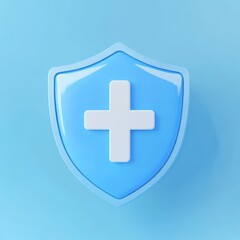 Obraz premium Blue Shield with White Cross Symbol