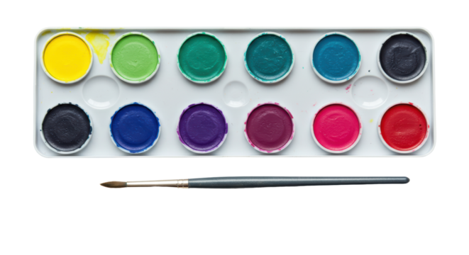 Isolated watercolor paint set