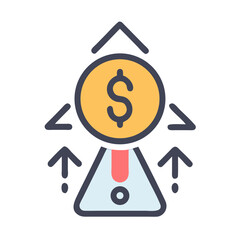 Alert and Dollar Arrow Financial Icon Design