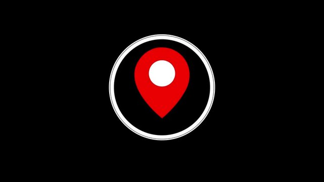 Animation map pin in red color on green screen background, Gps location icon