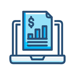 Laptop Finance Report Data Icon Design