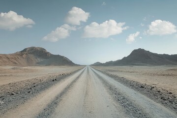 Desert Road Stretching Towards Distant Mountains