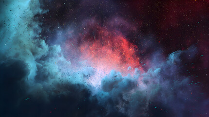 Fototapeta premium Exploding Galaxy in Outer Space with Colorful Nebula