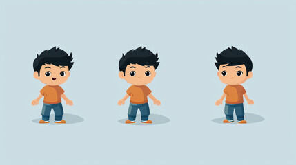 Cute, minimal flat vector illustration of a full-body child character with space for text.

