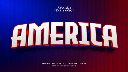 Editable text effect America Independence Day, 4th of July text style effect