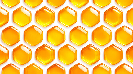 Close-up of golden honeycomb filled with fresh honey showcasing hexagonal pattern and natural sweetness