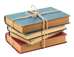 Stack of Vintage Books Tied with Twine A Collection of Antique Literary Treasures