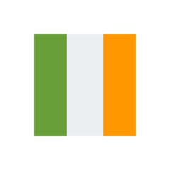 Simple illustration of the flag of ireland featuring green white and orange vertical stripes in a clean design