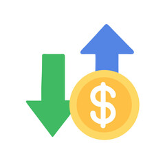 Dollar Currency Growth Direction Icon Design