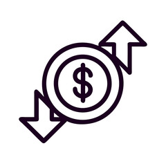 Dollar Currency Growth Direction Icon Design