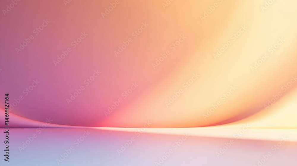 Poster Abstract gradient background with soft lighting and pastel color transitions in the room with floor
