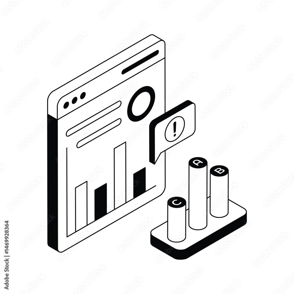 Wall mural ready to use isometric outline icon showing business error