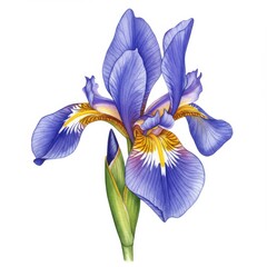 Purple Iris Flower with Yellow Center Close Up