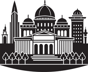 Minimalist city skyline design showing a beautiful urban landscape. Ideal for prints, branding, websites, and commercial projects.