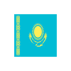 Flag of kazakhstan featuring a golden sun an eagle and a national ornamental pattern on a light blue field