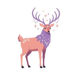 Obraz premium Pixel Art Magical Deer with Pastel Antlers and Stars