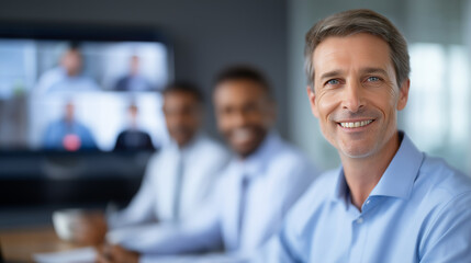 Obraz premium Corporate Virtual Meeting Room for Team Collaboration