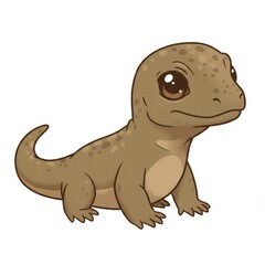 Fototapeta premium Cute Brown Cartoon Gecko Illustration