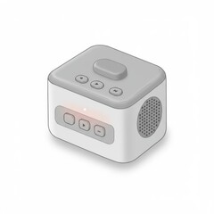 Grey and White Portable Bluetooth Speaker Isometric Illustration