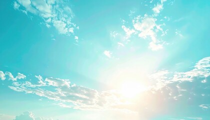 Naklejka premium Sunshine over a tranquil sky natural landscape cloudy atmosphere bright environment aerial view serenity and peace