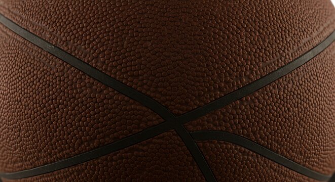 Textured brown basketball surface close up sport and recreation gear