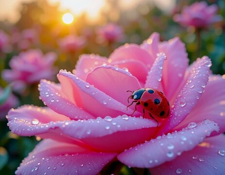 ladybug on flower - Powered by Adobe