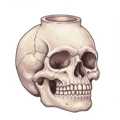 Obraz premium Off White Human Skull with Vessel on Top