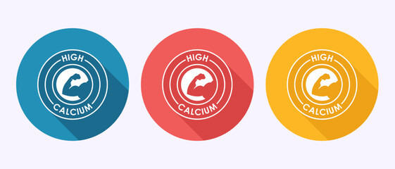 High calcium icon design illustration, High calcium label, logo, sign, symbol, in shadow button design