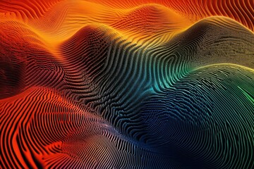 Fototapeta premium Abstract landscape of textured ridges with vibrant colors.