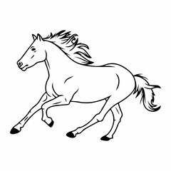 Running Horse Line Art Illustration Galloping Equine