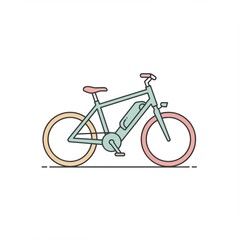 Fototapeta premium Pastel Green Electric Bicycle Line Art Illustration