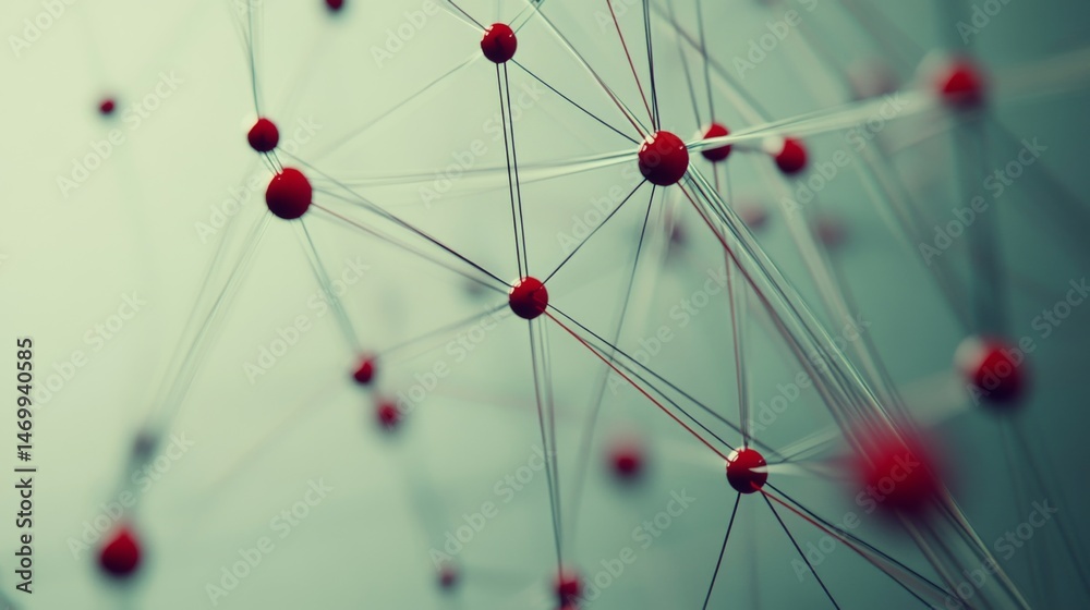 Poster abstract data visualization with multicolored lines and nodes, creating a web of information on a pl
