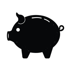 Piggy Bank Savings Vector Silhouette