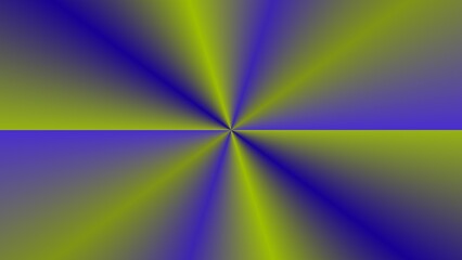Abstract gradient artwork featuring radiating lines of blue and yellow-green hues, creating a starburst effect from the center