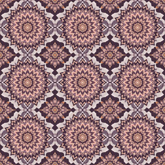 Seamless Mandala Floral Pattern with Oriental Traditional Motifs.