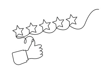 Star icon continuous one line drawing