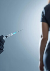 Medical professional administering vaccine clinical setting photography indoor close-up health awareness