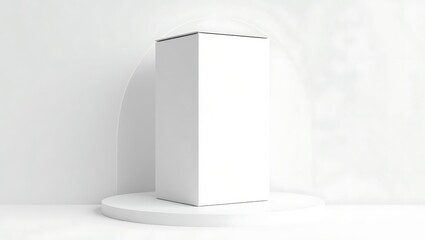 Blank White Product Box Mockup on Minimalist White Platform