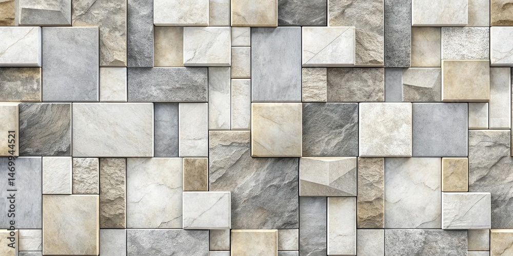 Leinwandbilder abstract stone wall texture a seamless pattern of varied rectangular and square blocks in earth tone